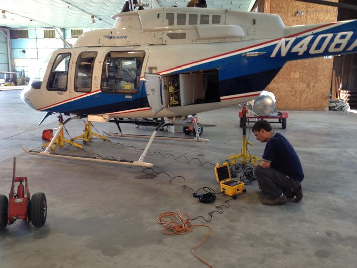 Bell 407, Weighing a bell 407, how to weigh a bell 407, meyers jacks, weighing a bell helicopter, bell helicopter, helicopter scale, helicopter scales, airplane scales, helicopter weighing machine